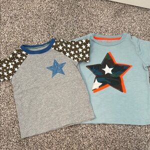 Boden Star Pattern Kids Tees - Gray and Light Blue
